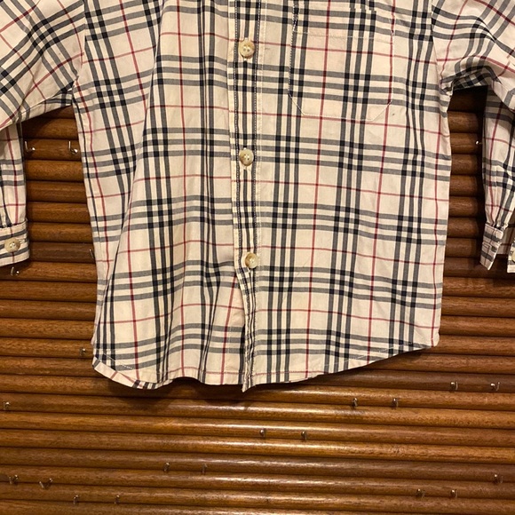 Burberry Vintage Check Long Sleeve Button Down Shirt 3 Kids Cream Plaid - Picture 6 of 11